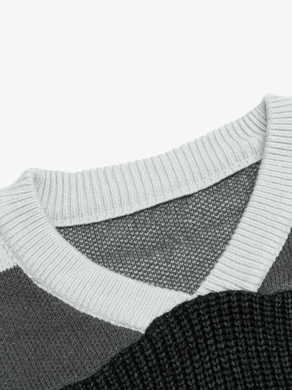 Men's Oversized Sweater Long Sleeve  Casual Knitted Pullover Sweater Crewneck Contrast Fine Knitted Sweaters - Image 4