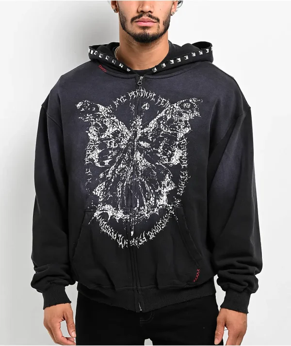 Black Wash Men's High Quality Screen-printed Dye Treatment High Quality Hoodie Autumn New Style - Image 3