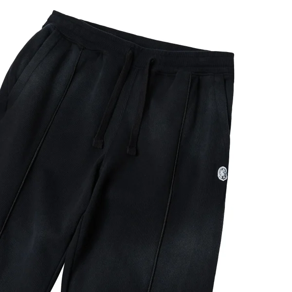 Black Washed Men's Sweatpants with Embroidery - Loose Fit Fleece Joggers for - Image 6