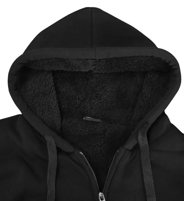 Heavyweight Man's Fleece Lined Hoodie Sweatshirt Full Zip up Thick Winter Coats Hooded Warm Jacket - Image 4