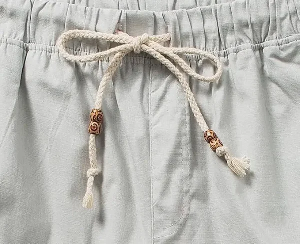 Men's Open Bottom Cotton Casual Sports Lightweight Drawstring Stretch Waist Summer Beach Pants - Image 4