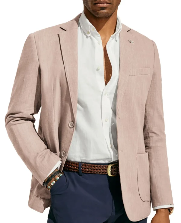 Stylish Suit Jacket Casual Cotton Linen Sports Jacket Lightweight 2-piece Button Unlined Suit Jacket Outerwear Suitable - Image 2