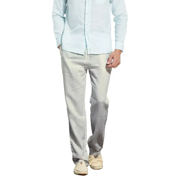Men's Casual Beach Pants With Elastic Loose and Lightweight Linen Summer Pants Men Jeans With Drawstring and Lightweight Pants - Image 2