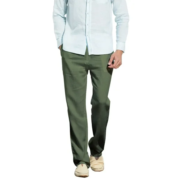 Men's Casual Beach Pants With Elastic Loose and Lightweight Linen Summer Pants Men Jeans With Drawstring and Lightweight Pants