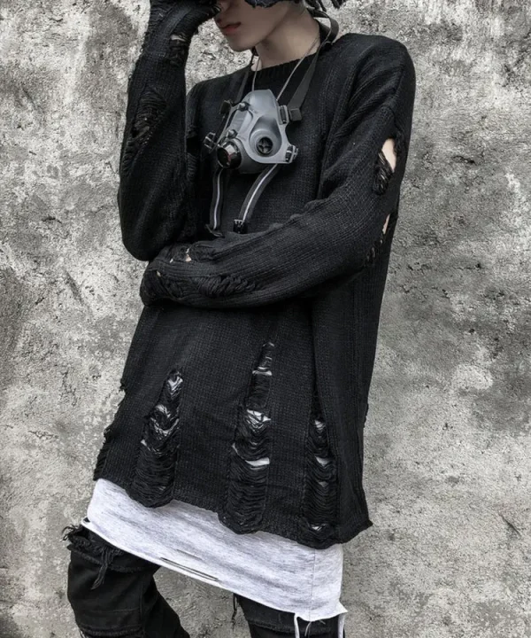 Europe and the United States High Street Fashion Dark Black Hole Hoodie Men's Punk Hip-hop Loose Long-sleeved Sweater - Image 5