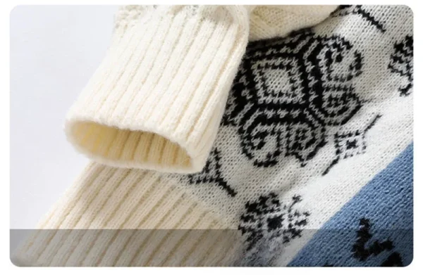 Men's Wool Blended Round Neck Sweater With Diamond Pattern Long Sleeved Pullover Sweater Hoodies and Sweatshirts for Men - Image 6