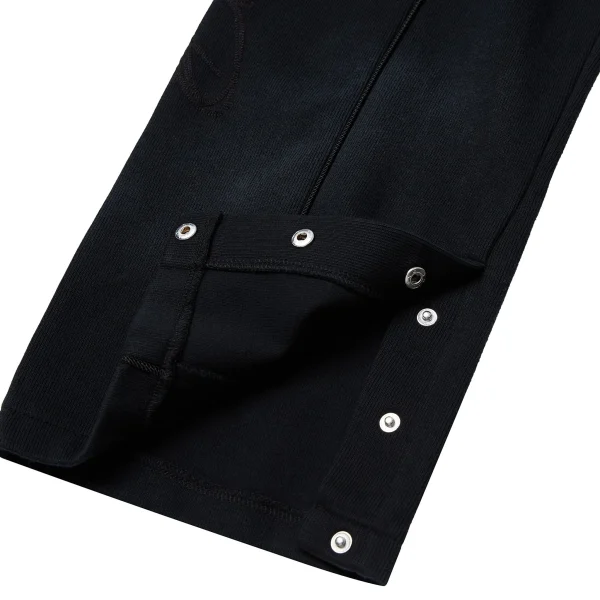 Black Washed Men's Sweatpants with Embroidery - Loose Fit Fleece Joggers for - Image 5