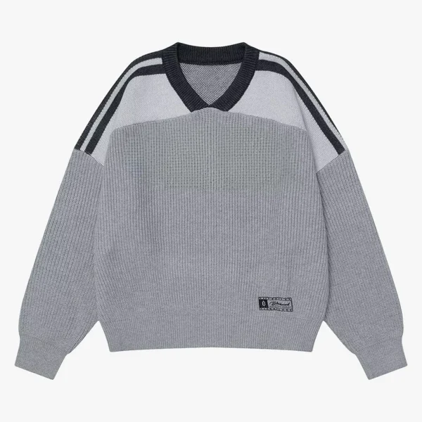 Men's Oversized Sweater Long Sleeve  Casual Knitted Pullover Sweater Crewneck Contrast Fine Knitted Sweaters