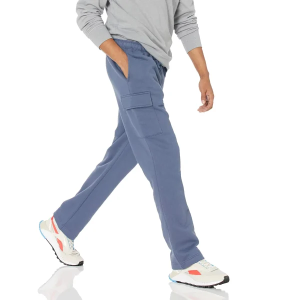 Men's Cargo Fleece Casual Pocket  Heavyweight Sweat Pant with Open Hem