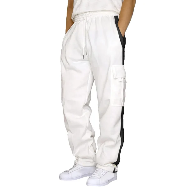 Cargo Pants Men's Sweatpants Autumn Patchwork Solid Color Casual Sports Loose Straight Pants Trousers for Men - Image 2