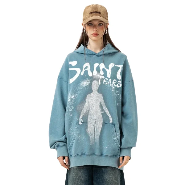 Acid Wash Mens Hoodies Pullover Oversized Casual Hoodie Graphic Print Hooded Vintage Sweatshirt Streetwear Unisex