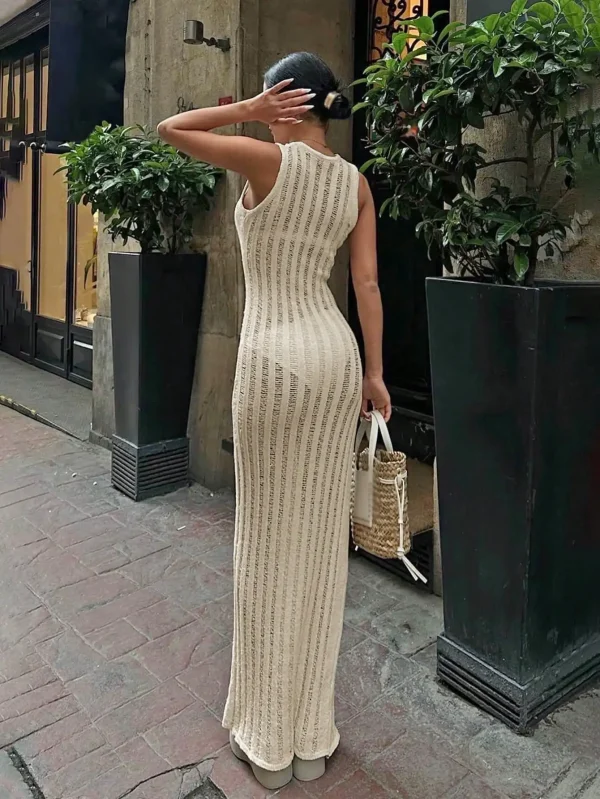 Vacation Hollow Out Fashionable Spicy Girl Sexy Sleeveless Round Neck Women's Dress, Spring/summer Outfits for Women - Image 3