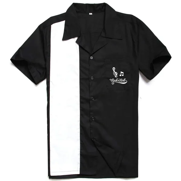 Men's 1950s Men's Clothing Cotton Men's Shirt Short Sleeved Retro 1950s Bowling Casual Button up Shirt - Image 3