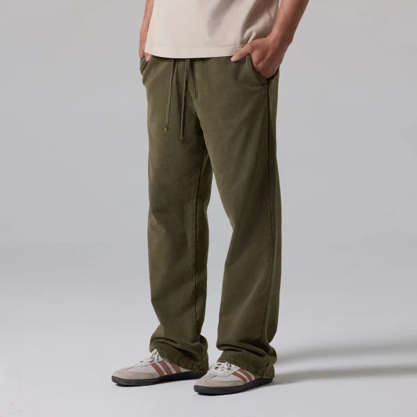 Apparel Mens Sweatpants 100% Cotton Green Color Fabric Loose Fit Streetwear Casual Trousers for Men - Image 2