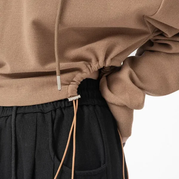 Blank  Men Streetwear Hoodie Half Zip up Pullover Blank Sweatshirt Cheap Cropped Top Hoodies - Image 5