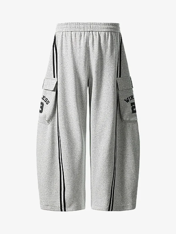Man's Casual High Quality Web Stitching Letter Print Drawstring Barrel Pants - Image 2