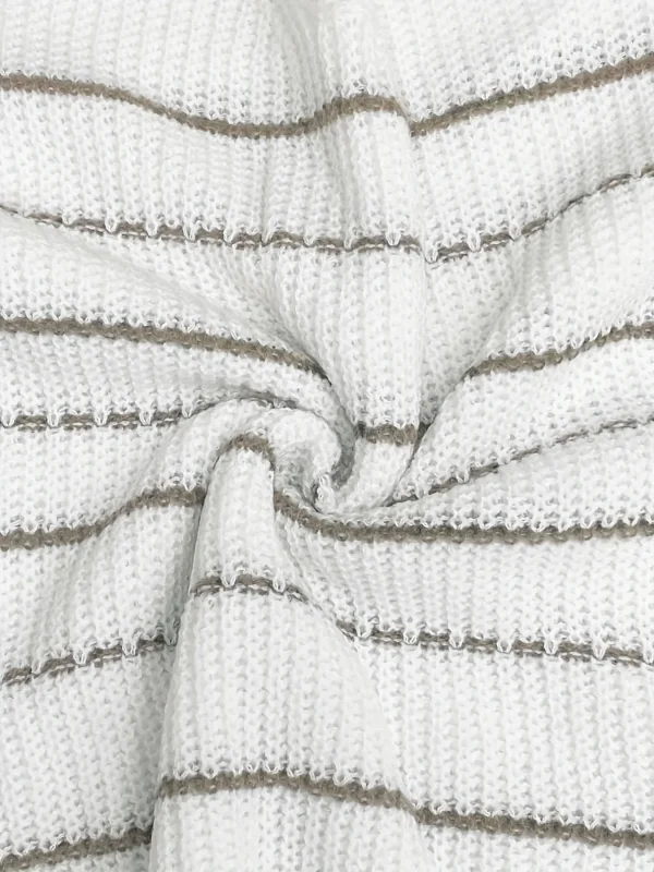 Casual Women's V-Neck Striped Knit Pullover Sweater Wool Blend Design for Autumn and Winter Use Front Decoration - Image 5