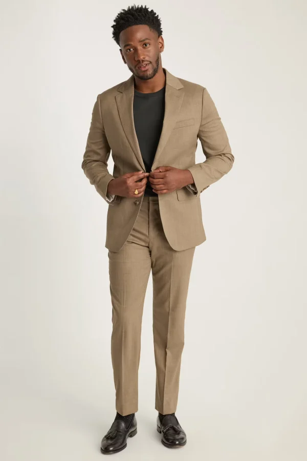 blazer Men Suit 97% Wool Khaki Elegant Stylish Crisp Fashion High Quality Single Button Suit for Men - Image 3