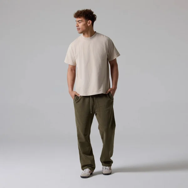 Apparel Mens Sweatpants 100% Cotton Green Color Fabric Loose Fit Streetwear Casual Trousers for Men - Image 4