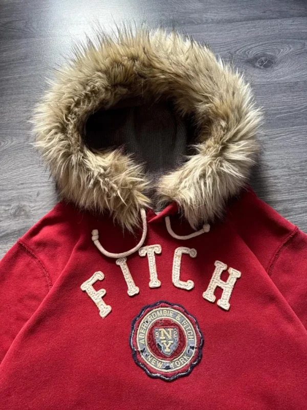 Classic Pullover Oversized Vintage Y2K Distressed Fur Hoodie - Image 2