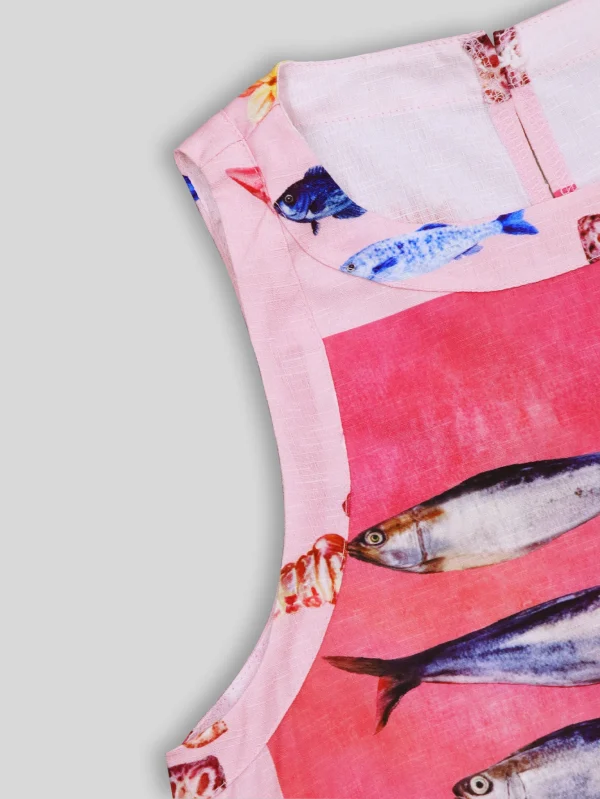 Boho Beachwear Spring and Summer Fashion Vacation Casual Tropical Sardine Vibrant Ocean World English Letter Print Dress - Image 6
