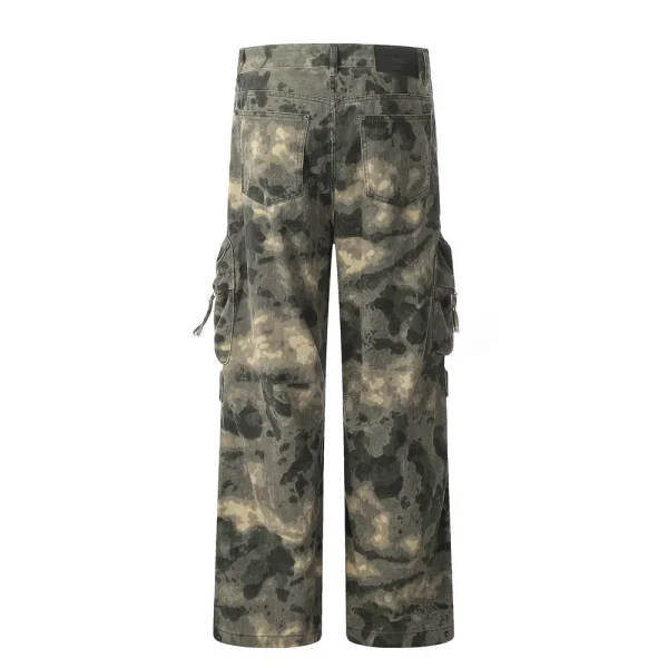 New Outdoor  Tie-dye Men Trousers for Work Pants Multi-pocket Straight Leg - Image 4