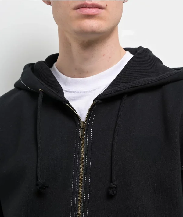 Black Men's Casual High Quality Zip-up Hoodie Design Hooded  Autumn Knitted Sweatshirt - Image 4