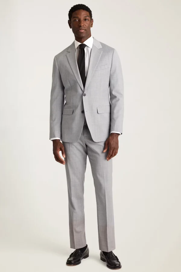 Silver Gray blazer Men Suit 97% Wool  Elegant Stylish Crisp Fashion High Quality Single Button Suit for Men - Image 3