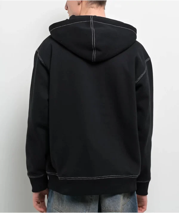 Black Men's Casual High Quality Zip-up Hoodie Design Hooded  Autumn Knitted Sweatshirt - Image 3