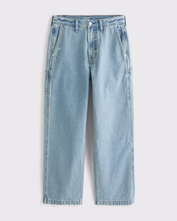 Apparel Men's Jeans Light Bule 100% Cotton Streetwear Workwear Fashion Design Baggy Jeans for Men