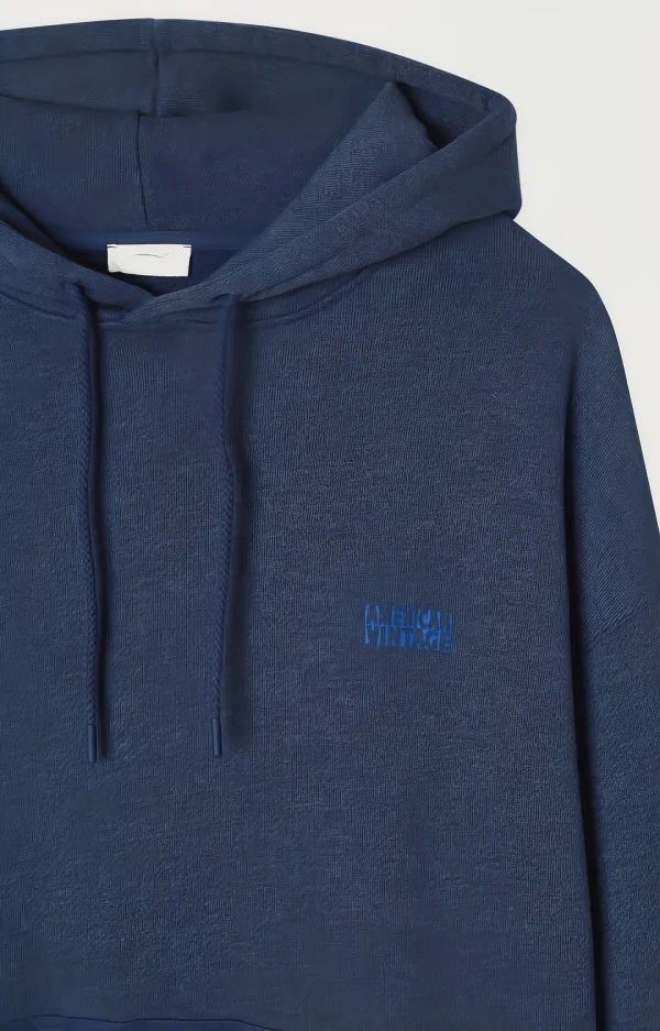 2026 New Style Embroidery Drawstring Blue Autumn Warm Hoodie with Kangaroo Pocket - Image 6
