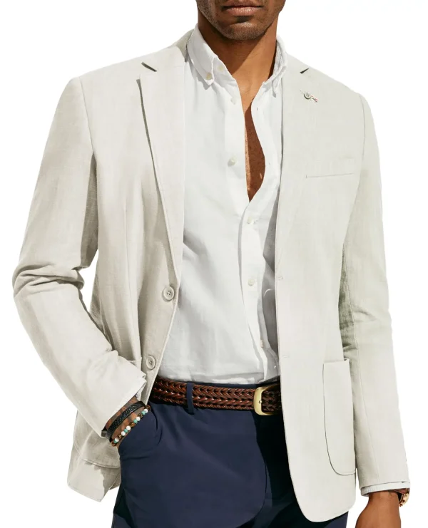 Stylish Suit Jacket Casual Cotton Linen Sports Jacket Lightweight 2-piece Button Unlined Suit Jacket Outerwear Suitable - Image 4