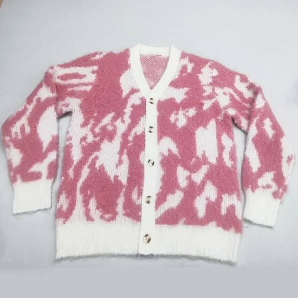 Definierte Mohair Pullover  Blend Pullover Winter Strick Mantel Cardigan Fuzzy Mohair Pullover 2025 New Style Sweater - Image 4