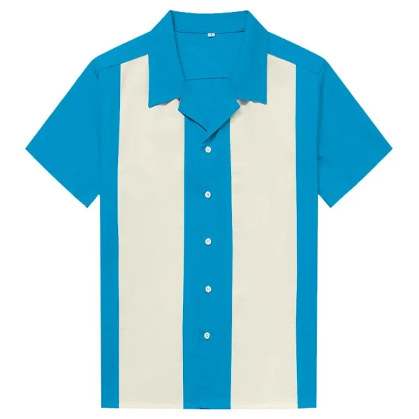 Men's 1950s Men's Clothing Cotton Men's Shirt Short Sleeved Retro 1950s Bowling Casual Button up Shirt - Image 4