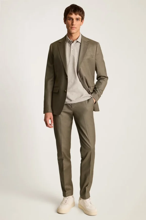 Elegant blazer Men Suit 97% Wool Khaki Stylish Crisp Fashion High Quality Single Button Suit for Men - Image 5