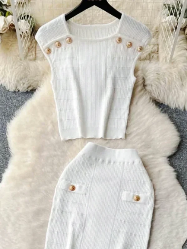 New Arrivals Bandage Knitted Women's Tank Top Summer Collection Sexy Round Nec Breathable Casual Short Length Solid Pattern - Image 2