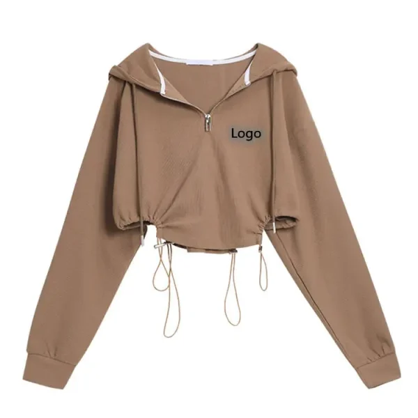 Blank  Men Streetwear Hoodie Half Zip up Pullover Blank Sweatshirt Cheap Cropped Top Hoodies