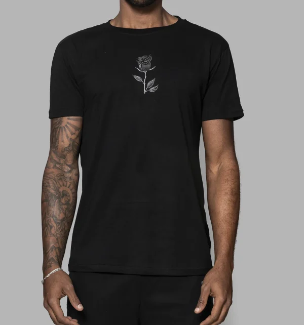Hot Sales Fashion Design Cotton Fabric Man Tee Gym Wear Work Out Shirt With Rose Pattern Printing  Tshirt for Men - Image 3