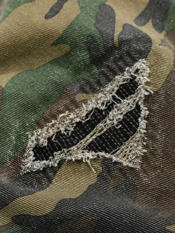 Ripped Camouflage Flared Cargo Pants - Image 6