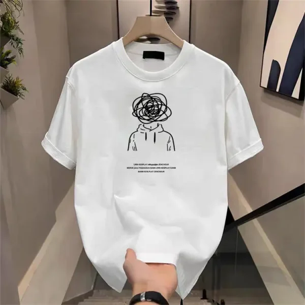 High-quality Short-sleeved T-shirt Men's Summer Half-sleeved Men's Body Shirt on Clothes Bottoming Shirt Trend Loose - Image 2