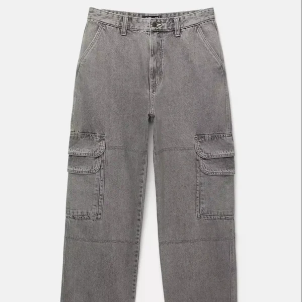 Men's Cargo Jeans 100% Cotton Fabric Zipper up Confort Fashion High Street High Quality Men's Jeans