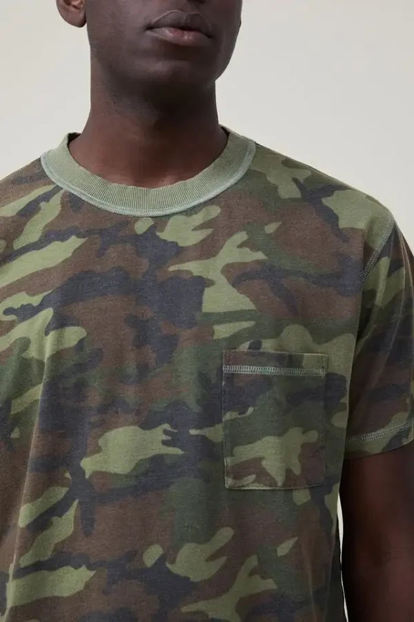 Casual Style Camouflage T-shirt for Men Round Neck Pocket Shirts Battle Fatigues Cotton Top - Image 4