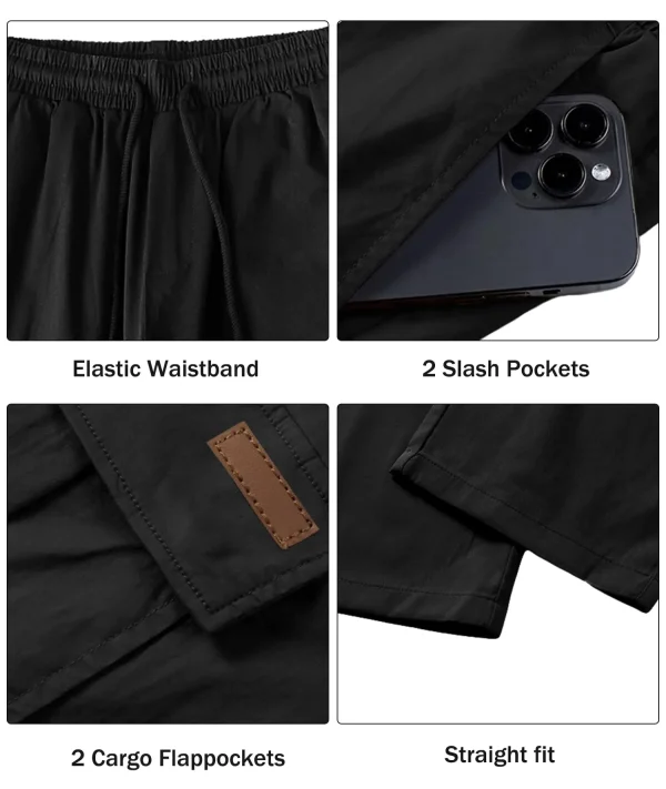 Men's Casual Cargo Pants Workout Joggers Stretch Sweatpants Hiking Drawstring Tactical Pants with Multi Pockets - Image 6