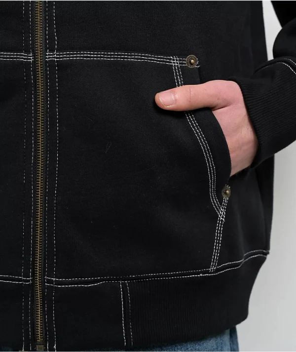 Black Men's Casual High Quality Zip-up Hoodie Design Hooded  Autumn Knitted Sweatshirt - Image 6
