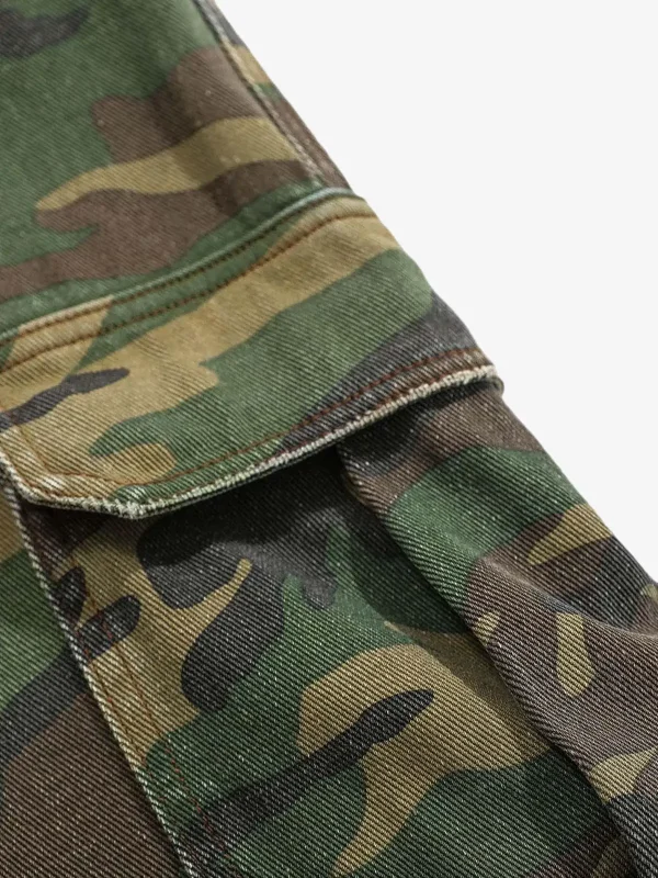 Ripped Camouflage Flared Cargo Pants - Image 5