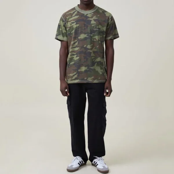 Casual Style Camouflage T-shirt for Men Round Neck Pocket Shirts Battle Fatigues Cotton Top - Image 5