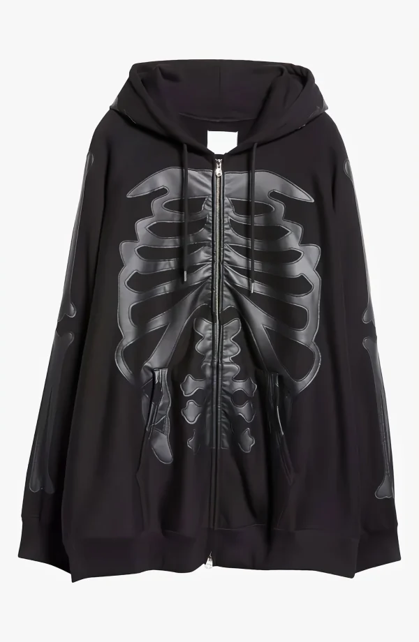 Black Man's Applique Full Zip-up Hoodie with High Quality 100% Cotton Drawstring Pullover Sweatshirt - Image 3