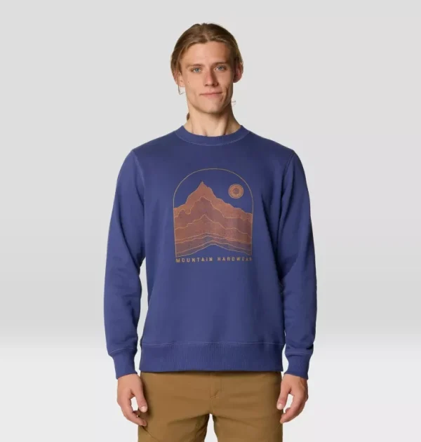 Apparel Men's Hoodies Navy Bule Cotton Graphic Mountain Sunset Pullover Sweatshirts Hoodies for Men