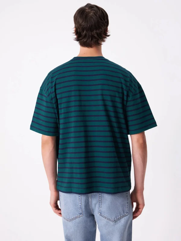 High Quality Men's Striped T-shirt Oversized 100% Cotton Green Black Casual comfort T-shirt for Men - Image 3