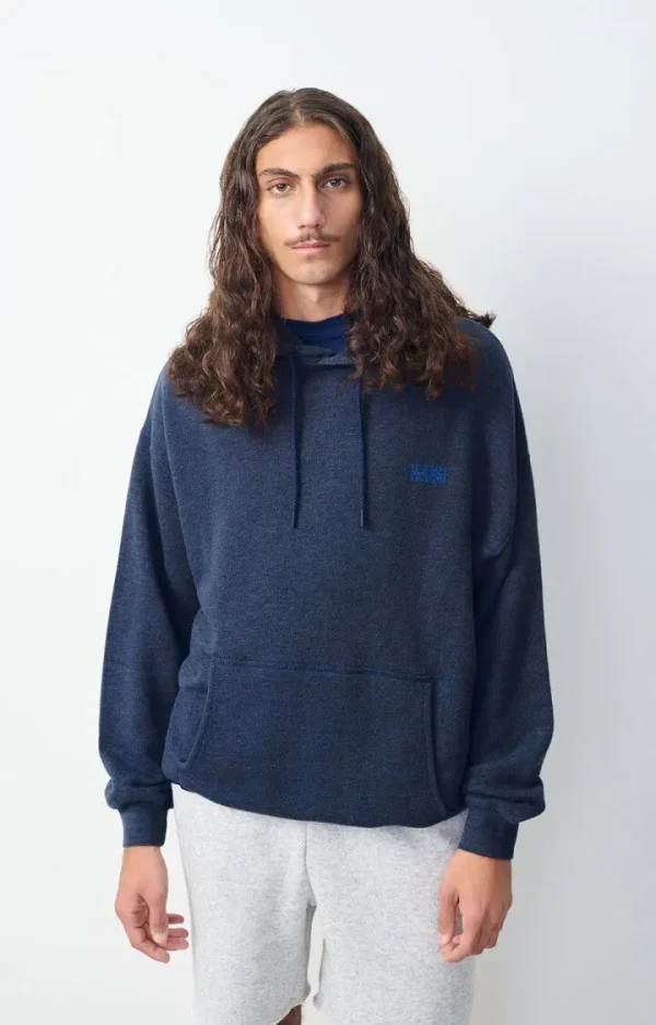 2026 New Style Embroidery Drawstring Blue Autumn Warm Hoodie with Kangaroo Pocket - Image 2